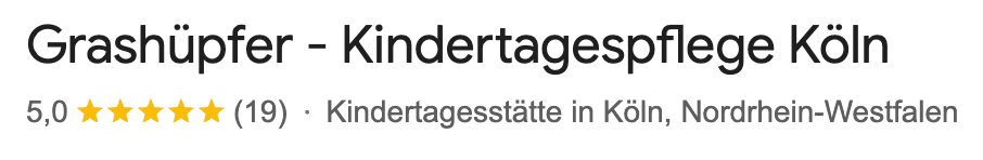 Grashüpfer – Kindertagespflege Köln, 5,0 von 5 Sternen auf Google